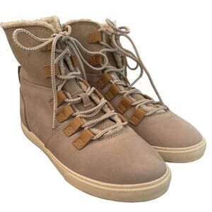 Timberland Gray Suede Dausette Cream Fleece Fold Down Boots Booties 6 cabincore